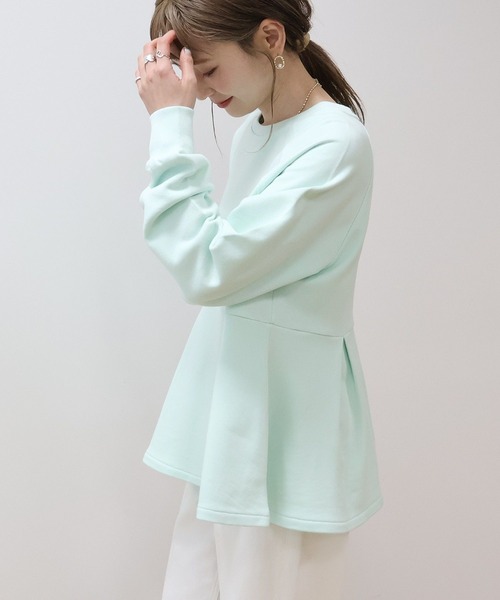 AMERICAN HOLIC(アメリカンホリック)の「袖ボリュームペプラムスウェット(スウェット・レディース・オフホワイト/ブラック/ミント・L/M)」の7枚目の写真