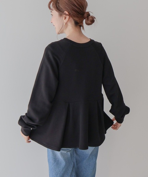 AMERICAN HOLIC(アメリカンホリック)の「袖ボリュームペプラムスウェット(スウェット・レディース・オフホワイト/ブラック/ミント・L/M)」の4枚目の写真