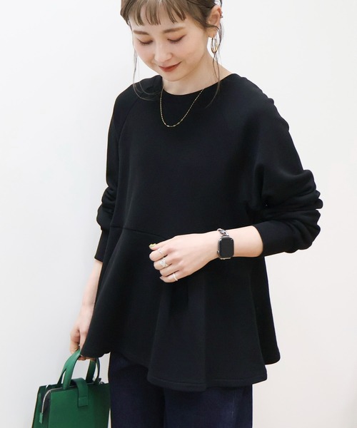 AMERICAN HOLIC(アメリカンホリック)の「袖ボリュームペプラムスウェット(スウェット・レディース・オフホワイト/ブラック/ミント・L/M)」の10枚目の写真