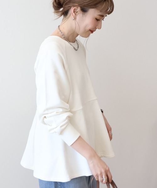 AMERICAN HOLIC(アメリカンホリック)の「袖ボリュームペプラムスウェット(スウェット・レディース・オフホワイト/ブラック/ミント・L/M)」の20枚目の写真