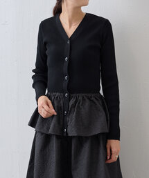 LIVETART | 《LIVETART》ギャザーコンビカーディガン(カーディガン/ボレロ)