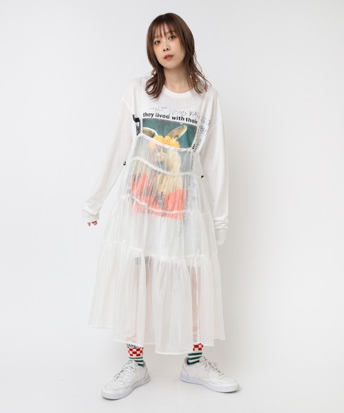 RNA(アールエヌエー)の「M2387 フラワーラビットロングT(Tシャツ/カットソー・レディース・ホワイト/ブルー・MEDIUM)」の10枚目の写真