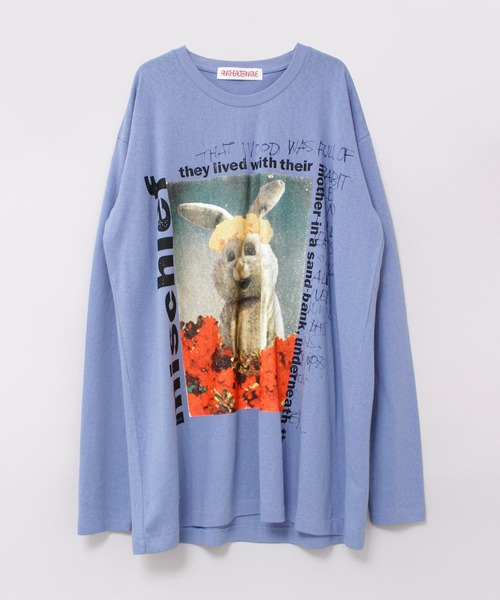 RNA(アールエヌエー)の「M2387 フラワーラビットロングT(Tシャツ/カットソー・レディース・ホワイト/ブルー・MEDIUM)」の8枚目の写真
