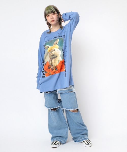 RNA(アールエヌエー)の「M2387 フラワーラビットロングT(Tシャツ/カットソー・レディース・ホワイト/ブルー・MEDIUM)」の21枚目の写真
