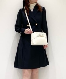 リボンモチーフ スプリットレザーショルダーバッグ
