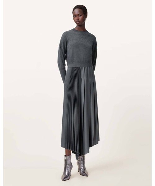 ALLSAINTS(オールセインツ)の「ADRIANA 2-IN-1 MIDI DRESS | ADRIANA 2-IN-1 ミディ ドレス・ワンピース(ワンピース・レディース・グレー系その他・XS/S/M)」の1枚目の写真