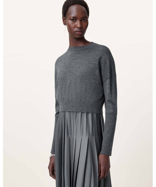 ALLSAINTS(オールセインツ)の「ADRIANA 2-IN-1 MIDI DRESS | ADRIANA 2-IN-1 ミディ ドレス・ワンピース(ワンピース・レディース・グレー系その他・XS/S/M)」の2枚目の写真
