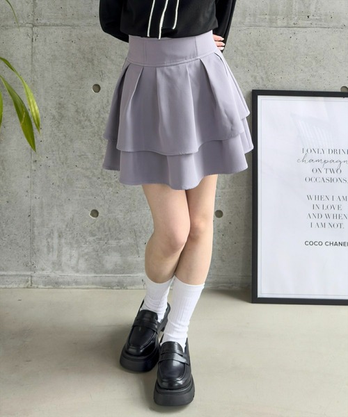 clear（クリア）の「ハイウエストフレアミニスカート[着回し力万能 ガーリー ふんわり]≪再入荷≫（スカート・レディース・ライトベージュ/ブラック/グレー/ブラック系その他/ホワイト系その他/ブラウン・F）」の13枚目の写真