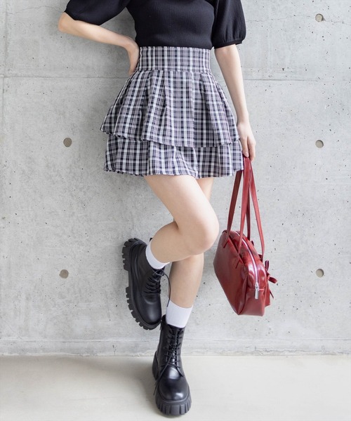 clear（クリア）の「ハイウエストフレアミニスカート[着回し力万能 ガーリー ふんわり]≪再入荷≫（スカート・レディース・ライトベージュ/ブラック/グレー/ブラック系その他/ホワイト系その他/ブラウン・F）」の15枚目の写真