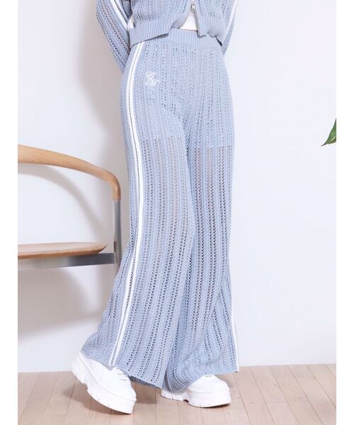 EATME（イートミー）の「透かし編みラインニットワイドパンツ（セットアップ可能）（その他パンツ・レディース・ブラック/オフホワイト/ブルー・FREE）」の4枚目の写真