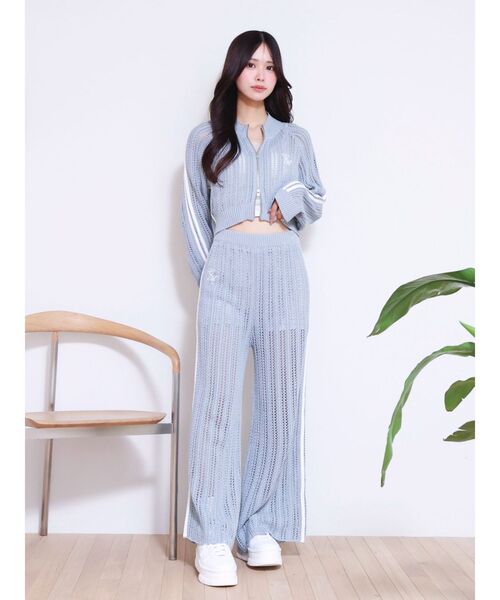 EATME（イートミー）の「透かし編みラインニットワイドパンツ（セットアップ可能）（その他パンツ・レディース・ブラック/オフホワイト/ブルー・FREE）」の7枚目の写真