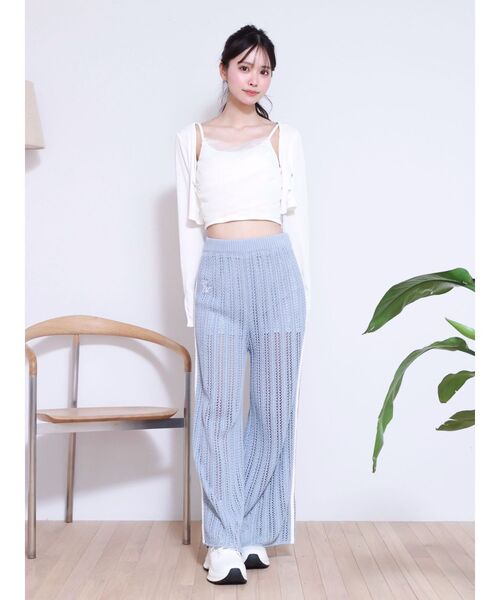 EATME（イートミー）の「透かし編みラインニットワイドパンツ（セットアップ可能）（その他パンツ・レディース・ブラック/オフホワイト/ブルー・FREE）」の8枚目の写真