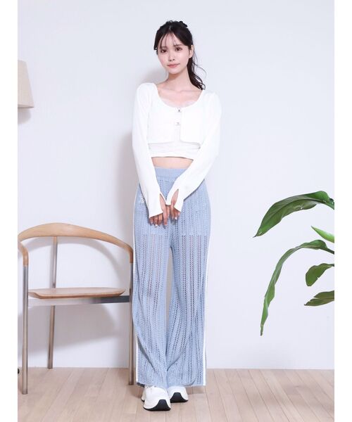 EATME（イートミー）の「透かし編みラインニットワイドパンツ（セットアップ可能）（その他パンツ・レディース・ブラック/オフホワイト/ブルー・FREE）」の11枚目の写真