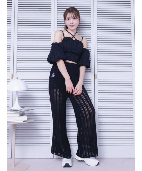 EATME（イートミー）の「透かし編みラインニットワイドパンツ（セットアップ可能）（その他パンツ・レディース・ブラック/オフホワイト/ブルー・FREE）」の18枚目の写真