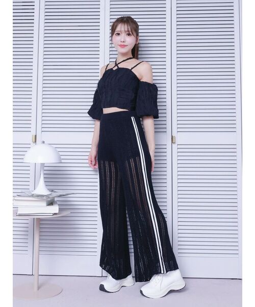 EATME（イートミー）の「透かし編みラインニットワイドパンツ（セットアップ可能）（その他パンツ・レディース・ブラック/オフホワイト/ブルー・FREE）」の19枚目の写真