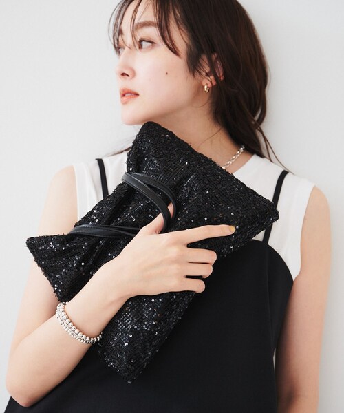 UNTITLED（アンタイトル）の「スパンコールメッシュトート（トートバッグ・レディース・ライトベージュ/ホワイト/ブラック・99）」の4枚目の写真