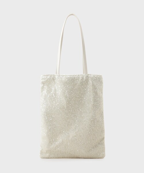 UNTITLED（アンタイトル）の「スパンコールメッシュトート（トートバッグ・レディース・ライトベージュ/ホワイト/ブラック・99）」の7枚目の写真