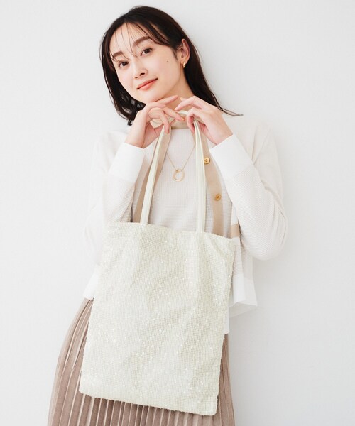 UNTITLED（アンタイトル）の「スパンコールメッシュトート（トートバッグ・レディース・ライトベージュ/ホワイト/ブラック・99）」の20枚目の写真