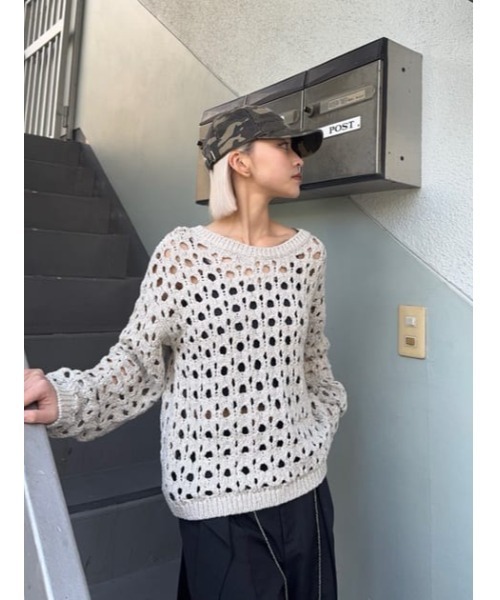 ニット セーター LOOSE NECK LOW GAUGE ニット レディース ONCILY × WISH FOR EVER 】 COLLAB DESIGN LOW-GAUGE KNIT