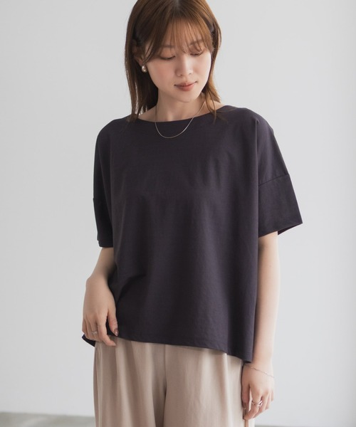 NAVY(ネイビー)の「nAvy SARARI レギュラーTシャツ(Tシャツ/カットソー・レディース・ライトオリーブ/ラベンダー/モカ/チャコールグレー・M/L)」の2枚目の写真