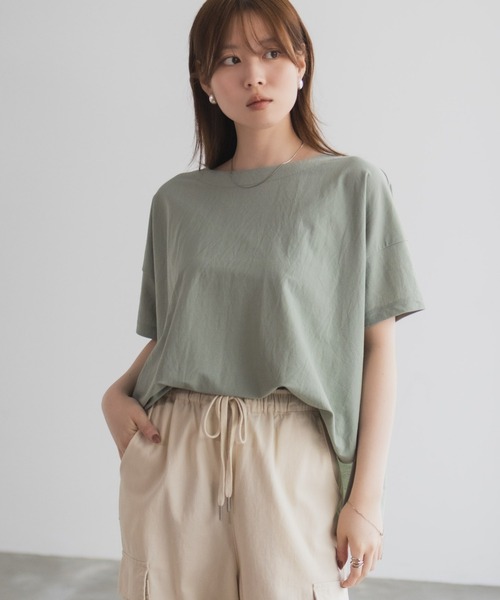 NAVY(ネイビー)の「nAvy SARARI レギュラーTシャツ(Tシャツ/カットソー・レディース・ライトオリーブ/ラベンダー/モカ/チャコールグレー・M/L)」の1枚目の写真