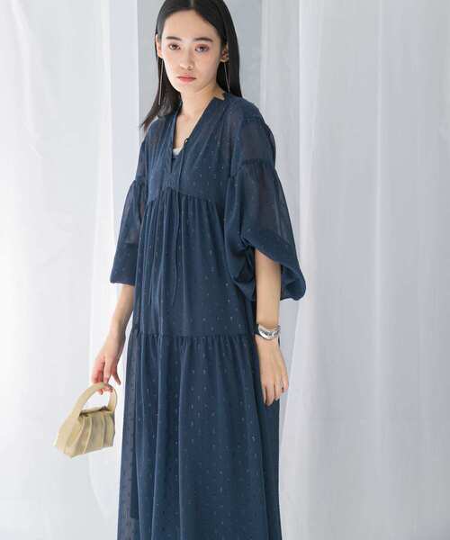 URBAN RESEARCH ROSSO WOMEN（アーバンリサーチ　ロッソ）の「カットジャガードティアードワンピース（ワンピース・レディース・ブルー/ブラック・FREE）」の8枚目の写真