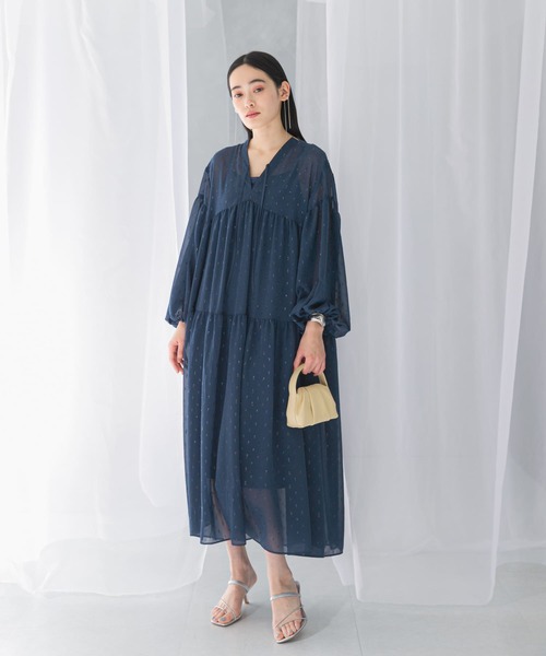 URBAN RESEARCH ROSSO WOMEN（アーバンリサーチ　ロッソ）の「カットジャガードティアードワンピース（ワンピース・レディース・ブルー/ブラック・FREE）」の9枚目の写真