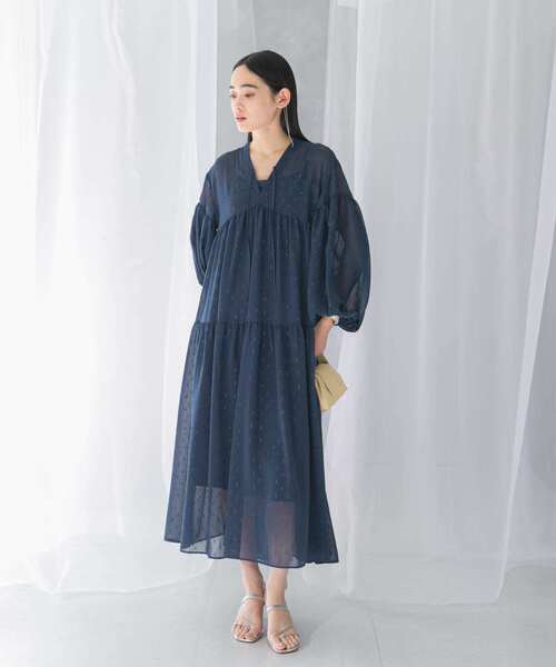 URBAN RESEARCH ROSSO WOMEN（アーバンリサーチ　ロッソ）の「カットジャガードティアードワンピース（ワンピース・レディース・ブルー/ブラック・FREE）」の10枚目の写真