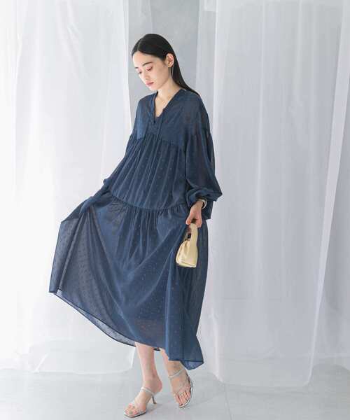 URBAN RESEARCH ROSSO WOMEN（アーバンリサーチ　ロッソ）の「カットジャガードティアードワンピース（ワンピース・レディース・ブルー/ブラック・FREE）」の11枚目の写真