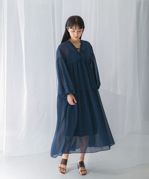 URBAN RESEARCH ROSSO WOMEN（アーバンリサーチ　ロッソ）の「カットジャガードティアードワンピース（ワンピース・レディース・ブルー/ブラック・FREE）」の16枚目の写真