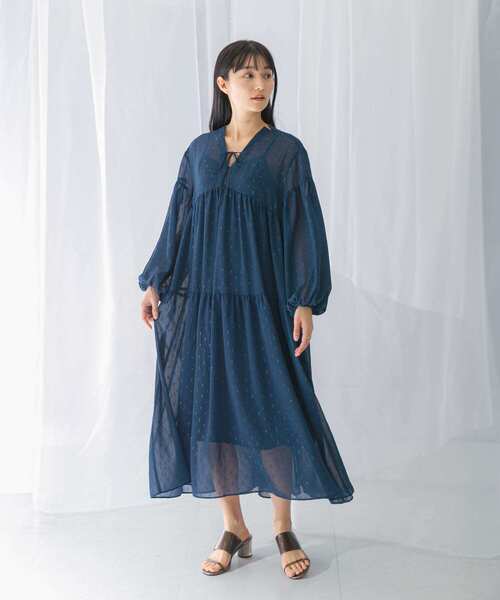 URBAN RESEARCH ROSSO WOMEN（アーバンリサーチ　ロッソ）の「カットジャガードティアードワンピース（ワンピース・レディース・ブルー/ブラック・FREE）」の17枚目の写真