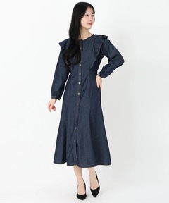 ▪️極美品ラルフローレン＊ロングシャツワンピース ロゴボタン リネン ベルト付 紺 リネン シャツドレス（シャツワンピース）｜LAUREN RALPH LAUREN