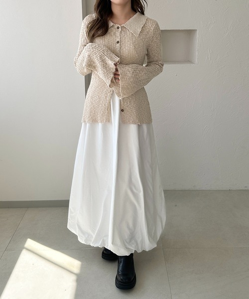 apres jour clair（アプレジュールクレア）の「【apres jour clair】シアーポロニット【ZOZOTOWN限定アイテム】（カーディガン/ボレロ・レディース・アイボリー/ブラック/オレンジ系その他/ベージュ・フリー/X-LARGE）」の9枚目の写真