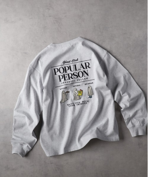 Right-on(ライトオン)の「Other(ソノタ)【メンズ】【別注】バックゴースト刺繍長袖Tシャツ(Tシャツ/カットソー・メンズ・ホワイト/ブラック/グレー・M/L/XL)」の1枚目の写真