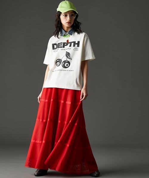 GEVS.（ジェイヴィス）の「綿100％ピグメント染チェリープリントTシャツ＜大きいサイズ有＞GEVS.（Tシャツ/カットソー・レディース・ピンク/ブラック/オフホワイト・M/L/LL/3L/4L/5L）」の7枚目の写真