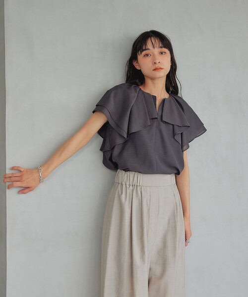 ブラウス シャツ 「EMMEL REFINES」EM シアースラブ ラッフル ブラウス レディース UNITED ARROWS green label relaxing｜<EMMEL REFINES>EM