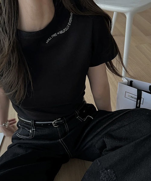WILLFULLY 10th embroidery logo pack T-shirt（Tシャツ