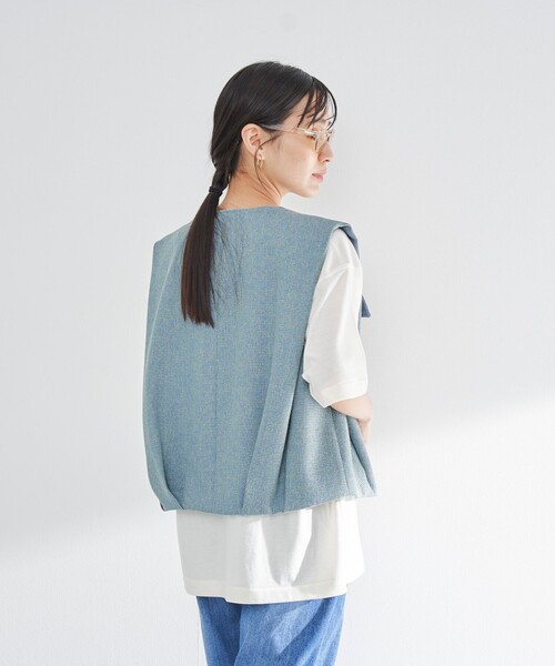 RONEL(ロネル)の「ツイードノースリーブブルゾン(その他アウター・レディース・ブラック/ライトブルー・S/M/L)」の10枚目の写真