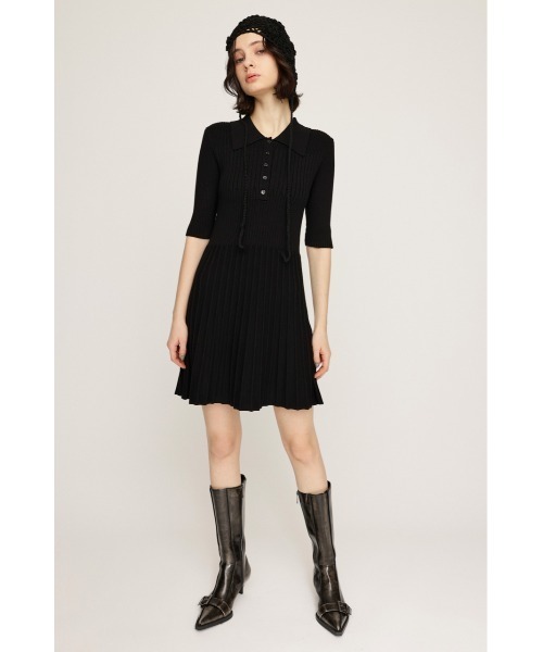 【SLY】バイカラー ステッチ ショートワンピース COLLARED PLEATS HG S/OP カラード プリーツ ハイゲージ