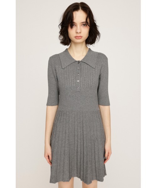 SLY（スライ）の「COLLARED PLEATS HG S/OP カラード プリーツ ハイゲージ ショートワンピース（ワンピース・レディース・ネイビー/ブラック/杢グレー・1/2）」の5枚目の写真