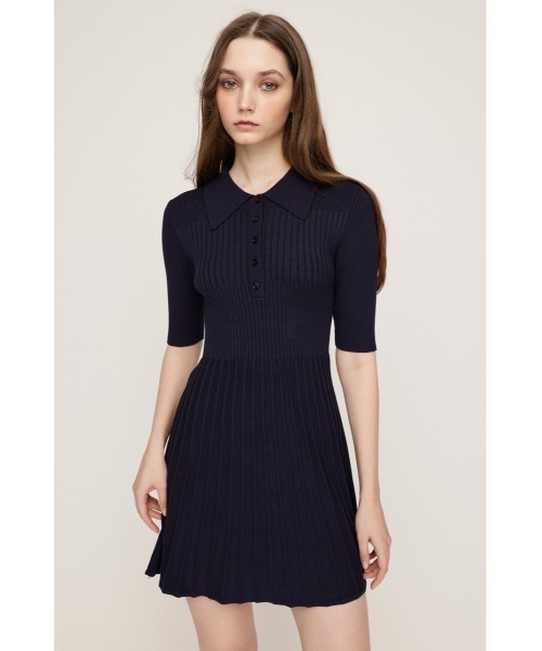 SLY（スライ）の「COLLARED PLEATS HG S/OP カラード プリーツ ハイゲージ ショートワンピース（ワンピース・レディース・ネイビー/ブラック/杢グレー・1/2）」の9枚目の写真