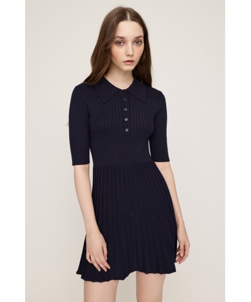 SLY（スライ）の「COLLARED PLEATS HG S/OP カラード プリーツ ハイゲージ ショートワンピース（ワンピース・レディース・ネイビー/ブラック/杢グレー・1/2）」の11枚目の写真