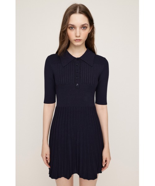 SLY（スライ）の「COLLARED PLEATS HG S/OP カラード プリーツ ハイゲージ ショートワンピース（ワンピース・レディース・ネイビー/ブラック/杢グレー・1/2）」の12枚目の写真