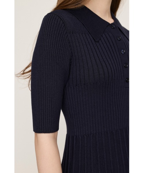 SLY（スライ）の「COLLARED PLEATS HG S/OP カラード プリーツ ハイゲージ ショートワンピース（ワンピース・レディース・ネイビー/ブラック/杢グレー・1/2）」の16枚目の写真