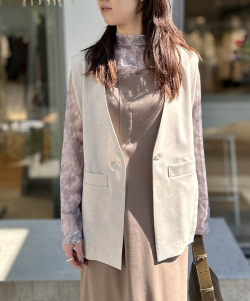 LOVELESS(ラブレス)の「フロントタックジャンスカ(ワンピース・レディース・ベージュ系その他5/ブラック・36/34)」の4枚目の写真