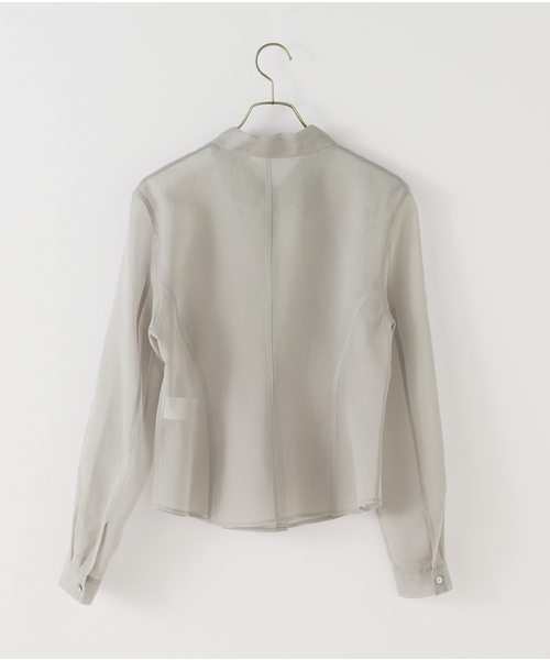 AMOMENTO（アモーメント）の「【AMOMENTO / アモーメント】 SHEER SLIM RT SHIRTS AM25SSW01SH（シャツ/ブラウス・レディース・ライトグレー・1）」の2枚目の写真