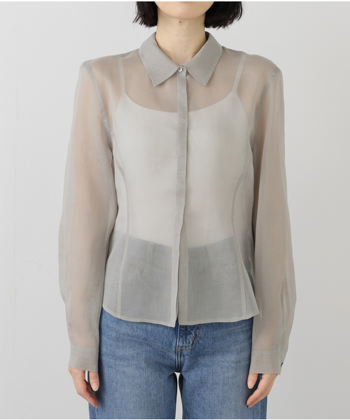 AMOMENTO（アモーメント）の「【AMOMENTO / アモーメント】 SHEER SLIM RT SHIRTS AM25SSW01SH（シャツ/ブラウス・レディース・ライトグレー・1）」の9枚目の写真