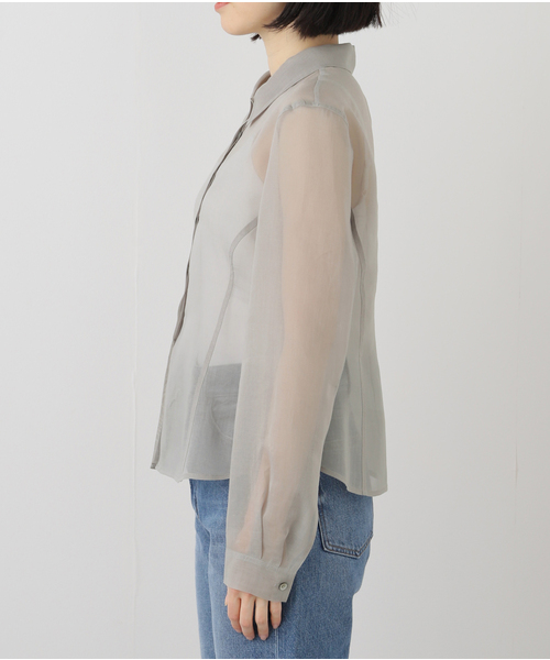 AMOMENTO（アモーメント）の「【AMOMENTO / アモーメント】 SHEER SLIM RT SHIRTS AM25SSW01SH（シャツ/ブラウス・レディース・ライトグレー・1）」の10枚目の写真