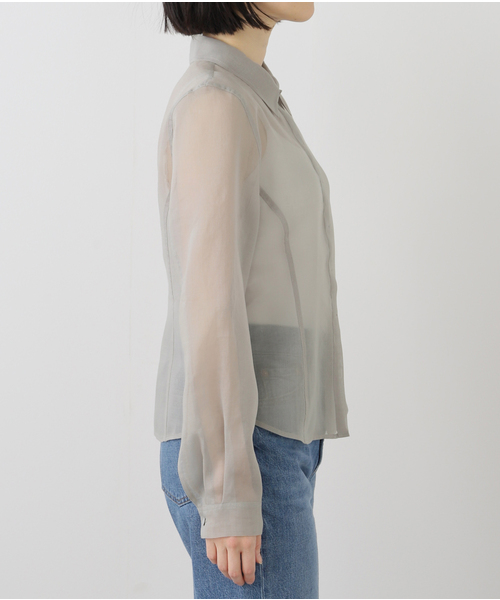 AMOMENTO（アモーメント）の「【AMOMENTO / アモーメント】 SHEER SLIM RT SHIRTS AM25SSW01SH（シャツ/ブラウス・レディース・ライトグレー・1）」の12枚目の写真