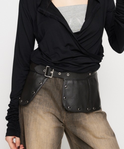 LAGUA GEM(ラグアジェム)の「STUDS WRAP スカート(スカート・レディース・ブラック/ブラウン・FREE)」の1枚目の写真